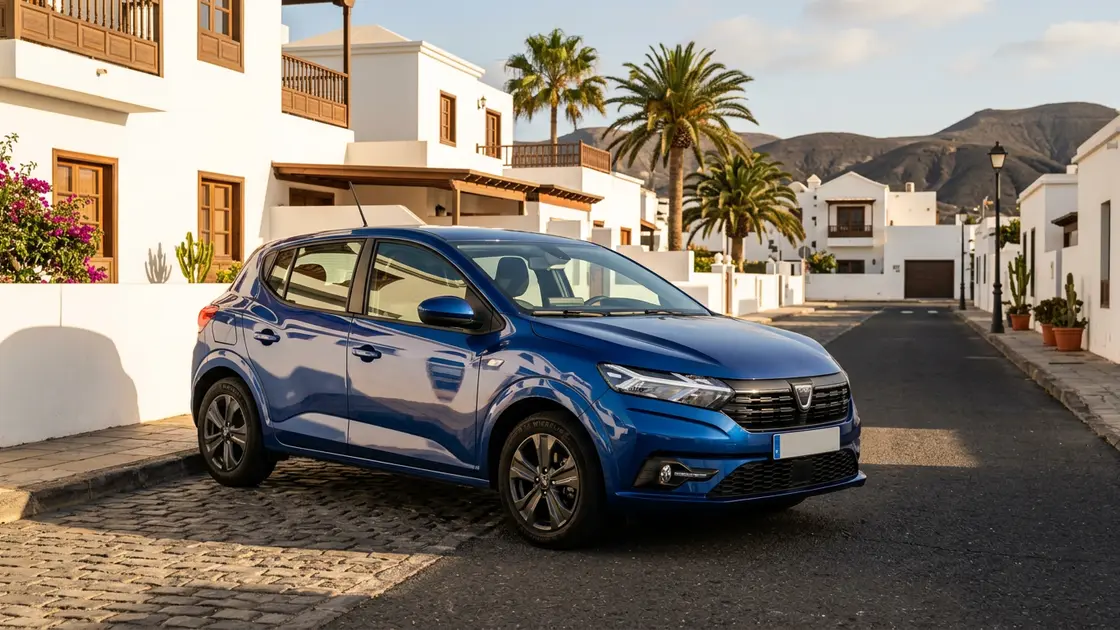 Dacia Sandero azul metalizado, el modelo de los coches de prácticas de TGR Formación en Arrecife